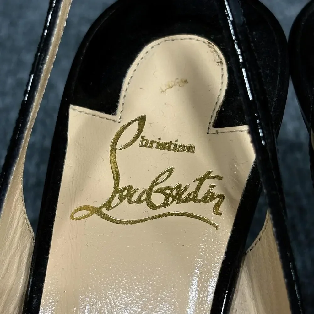 Christian Louboutin Shoes Womens 6 EU 36 Black Fifi Patent Slingback Heels Italy